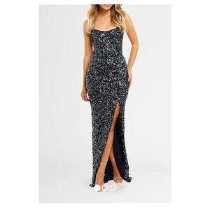Nookie Black and Silver Sequin Gown